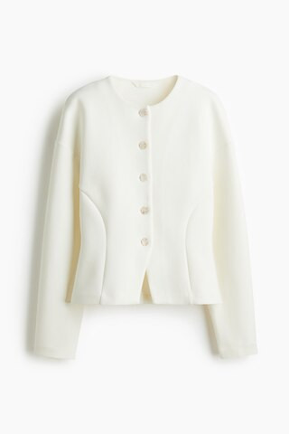 H & M - Collarless scuba blazer - White | H&M (UK, MY, IN, SG, PH, TW, HK)
