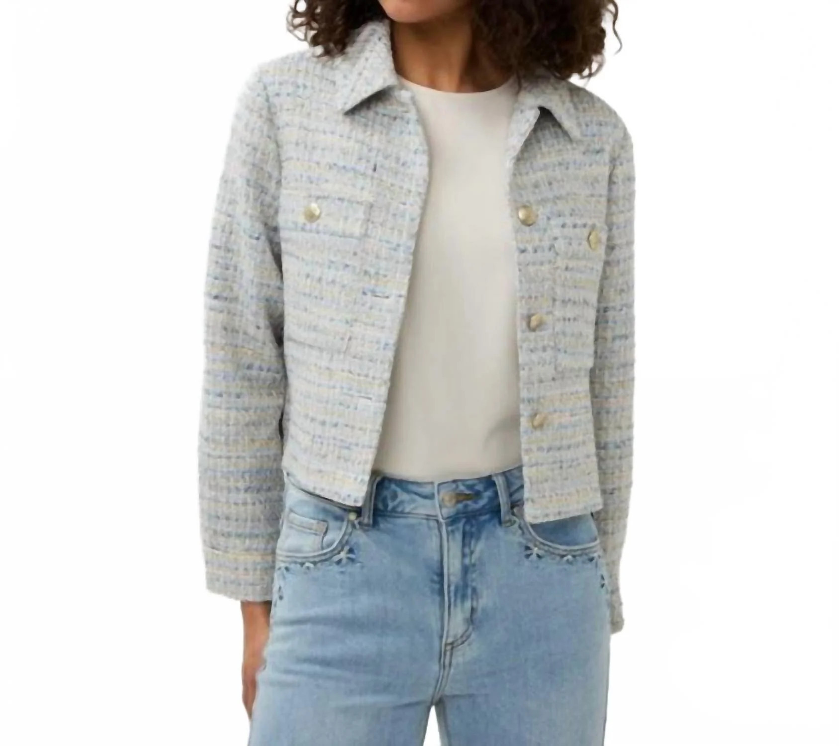Tweed Jacket In Blue | Shop Simon