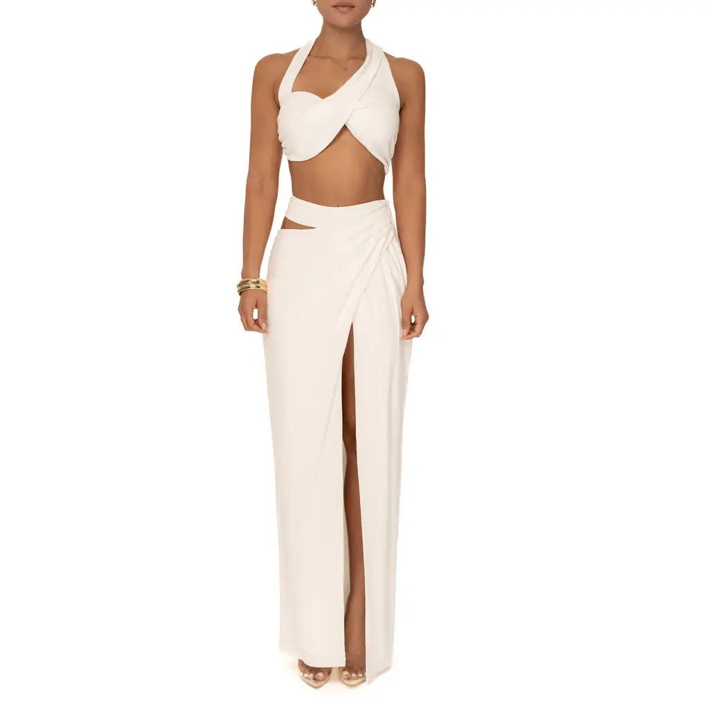 JLUXLABEL New Age Crop Top & Skirt Set in White at Nordstrom, Size Medium | Nordstrom