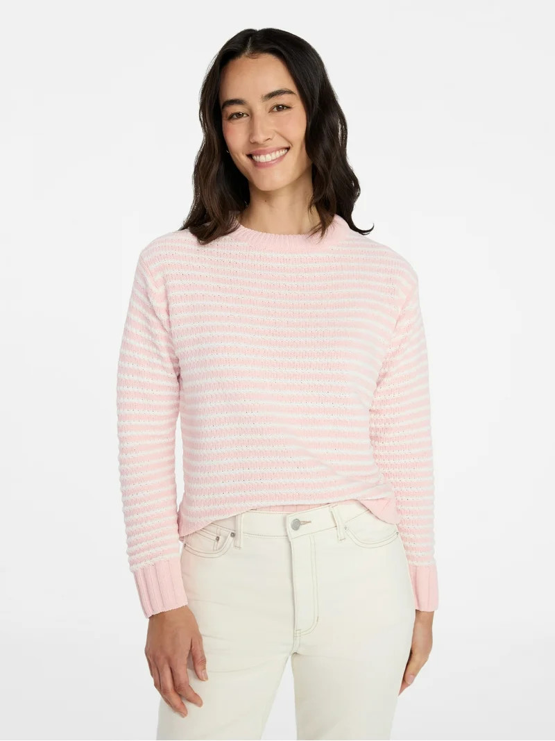 Time and Tru Women's and Women's Plus Long Sleeve Chenille Pullover, Sizes XS-4X | Walmart (US)
