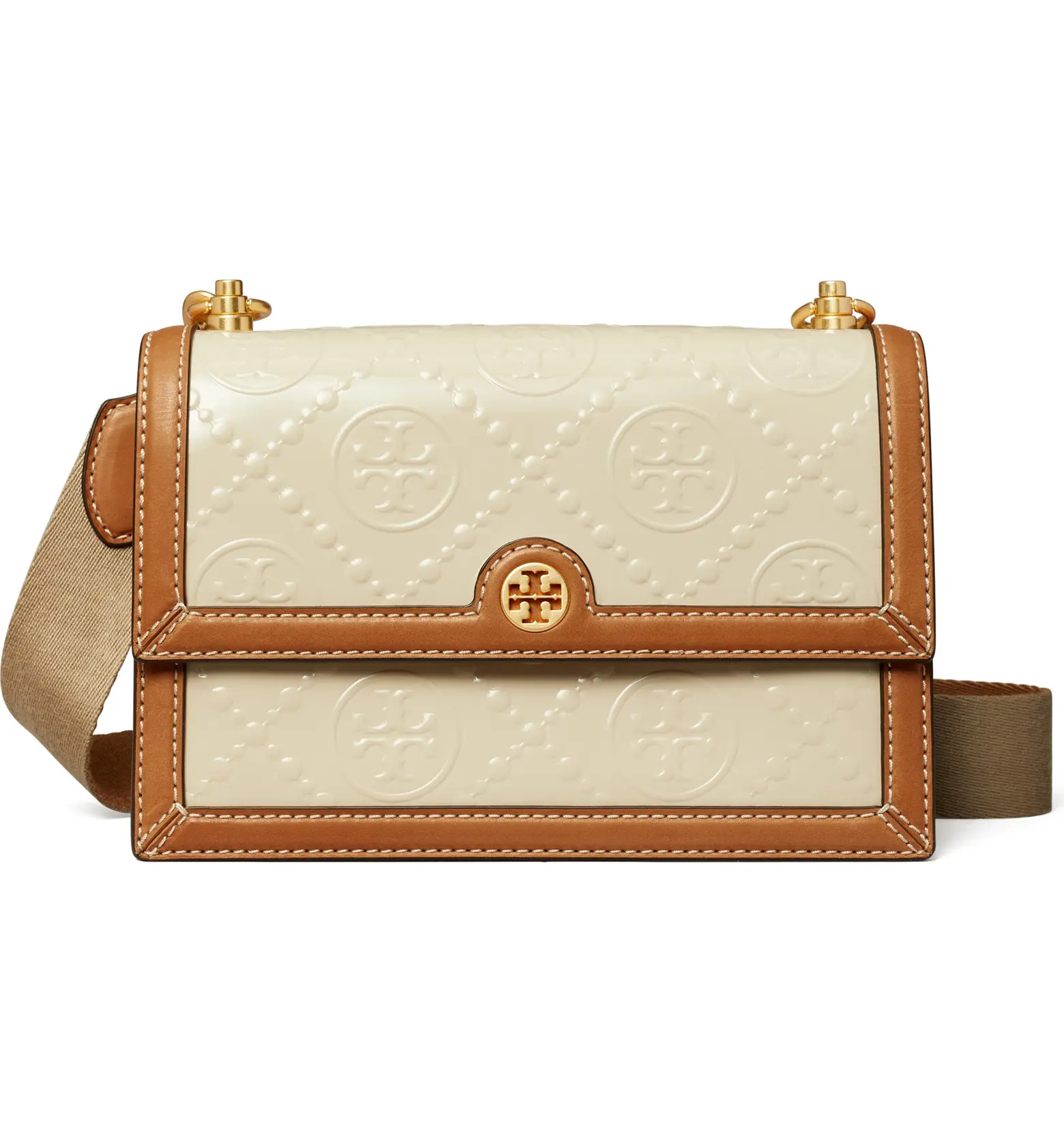 T Monogram Embossed Patent Leather Small Shoulder Bag | Nordstrom