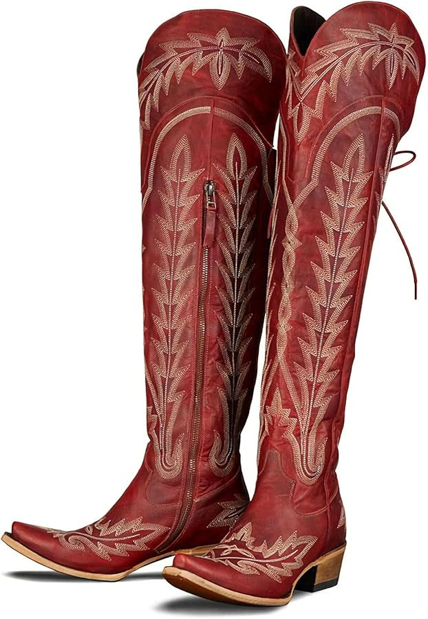 MissHeel Over the Knee Cowboy Boots for Women Adjustable Thigh High Cowgirl Boots | Amazon (US)