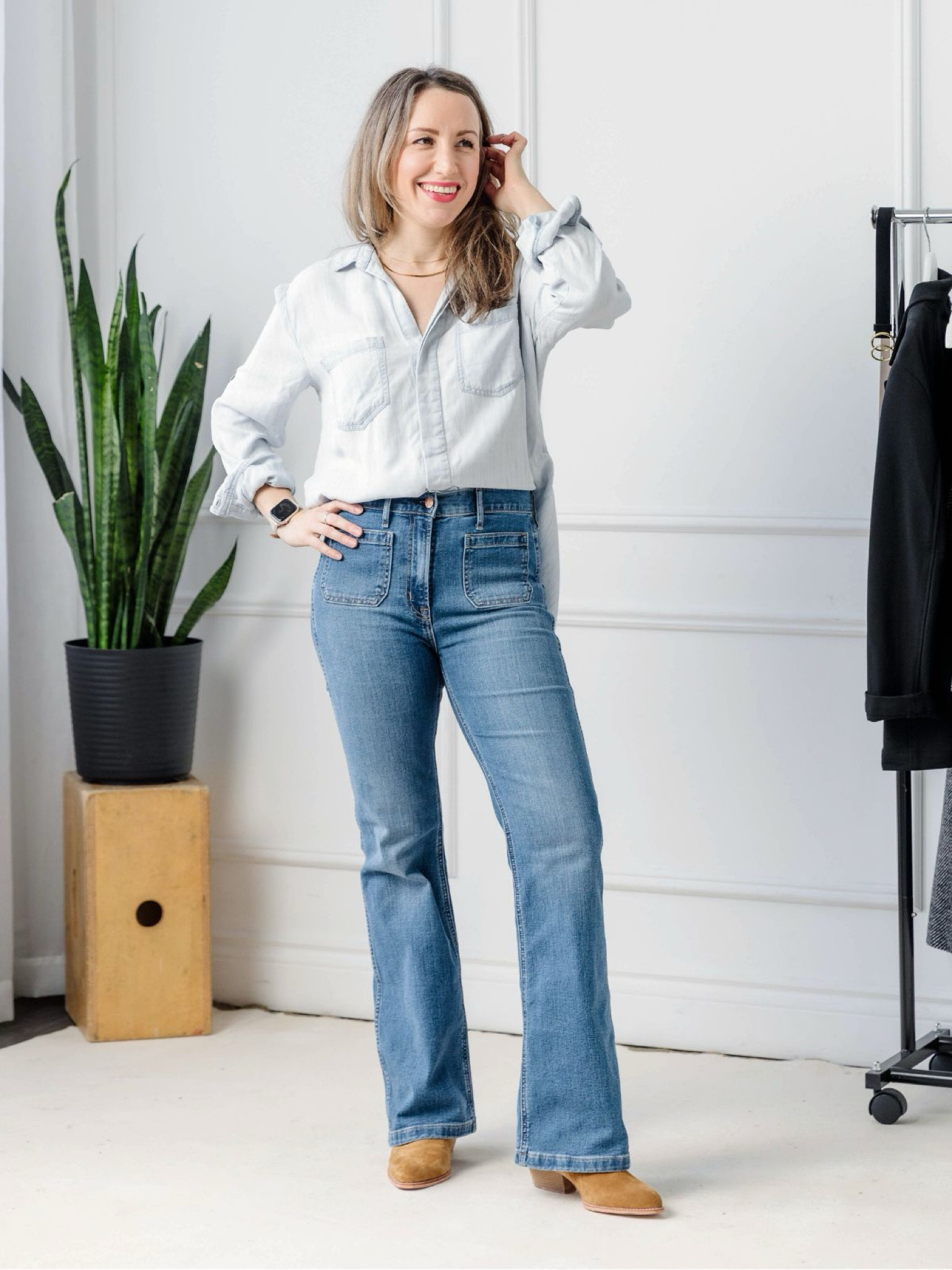 Chambray on denim outfit with Western boots 

#LTKFindsUnder50 #LTKOver40 #LTKFindsUnder100