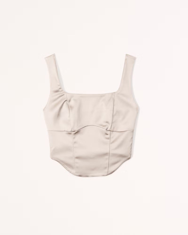 Abercrombie & Fitch Women's Satin Corset Top in Tan - Size XXS | Abercrombie & Fitch (US)