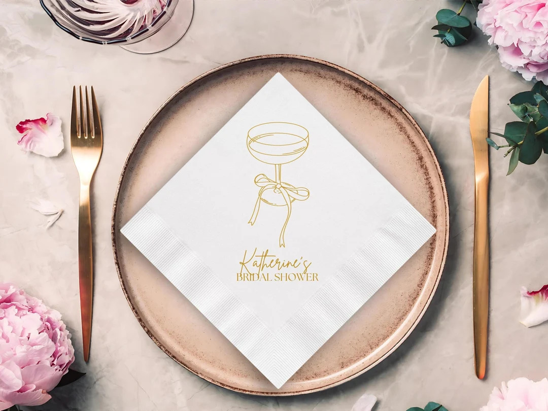 Personalized Bridal Shower Foil Printed Paper Napkins Girls Bachelorette Party Wedding Engagement... | Etsy (US)