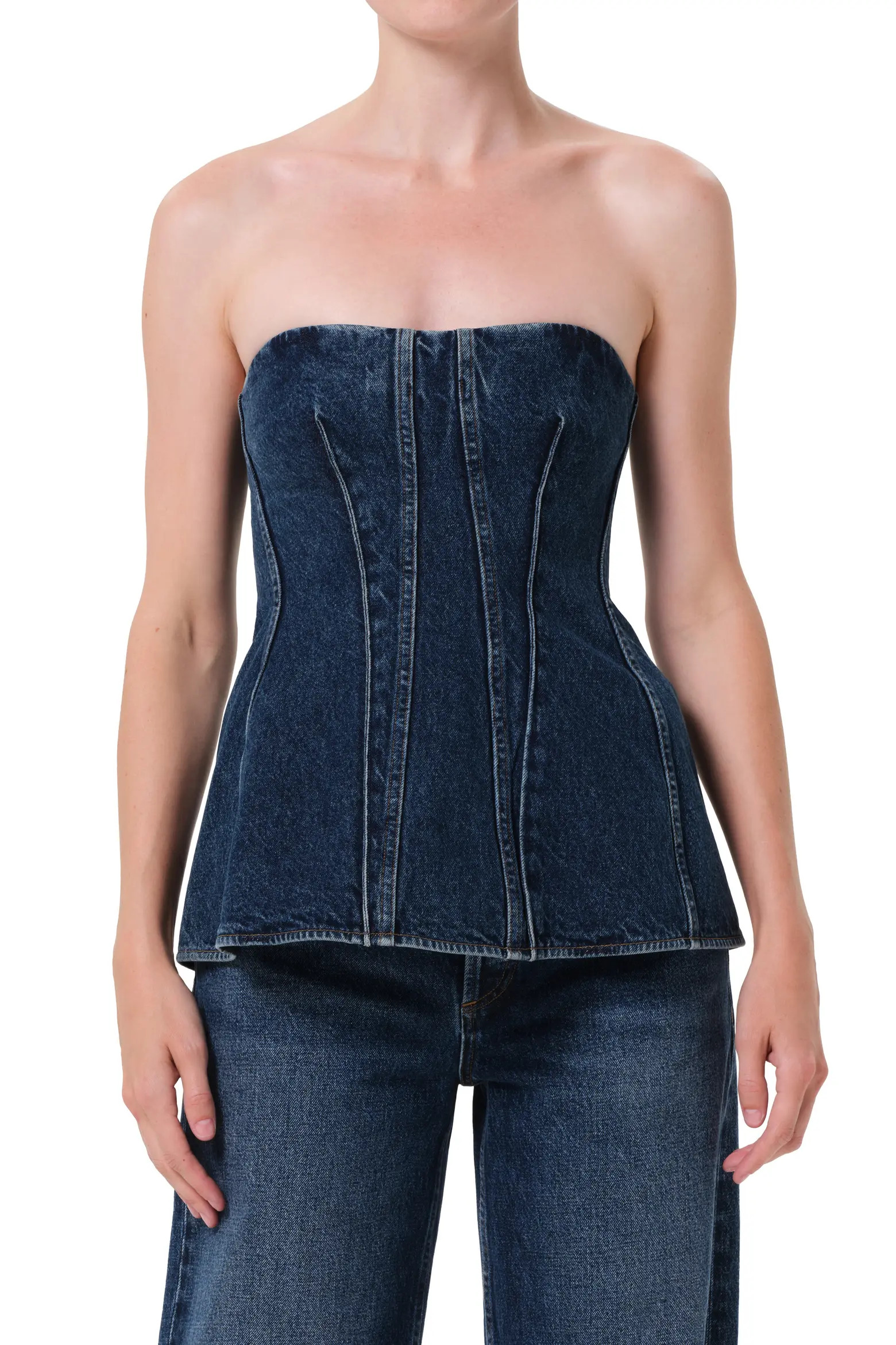 Lara Strapless Corset Peplum Denim Top (Women) | Nordstrom | Nordstrom