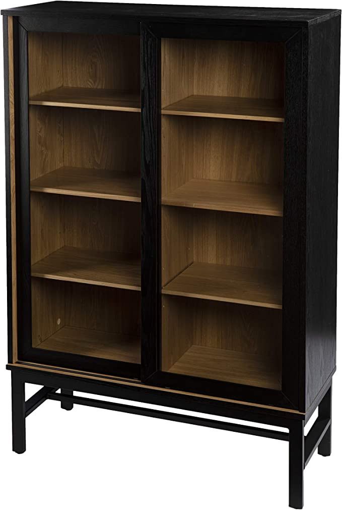 SEI Furniture Hearzly Cabinet, Black, Natural | Amazon (US)