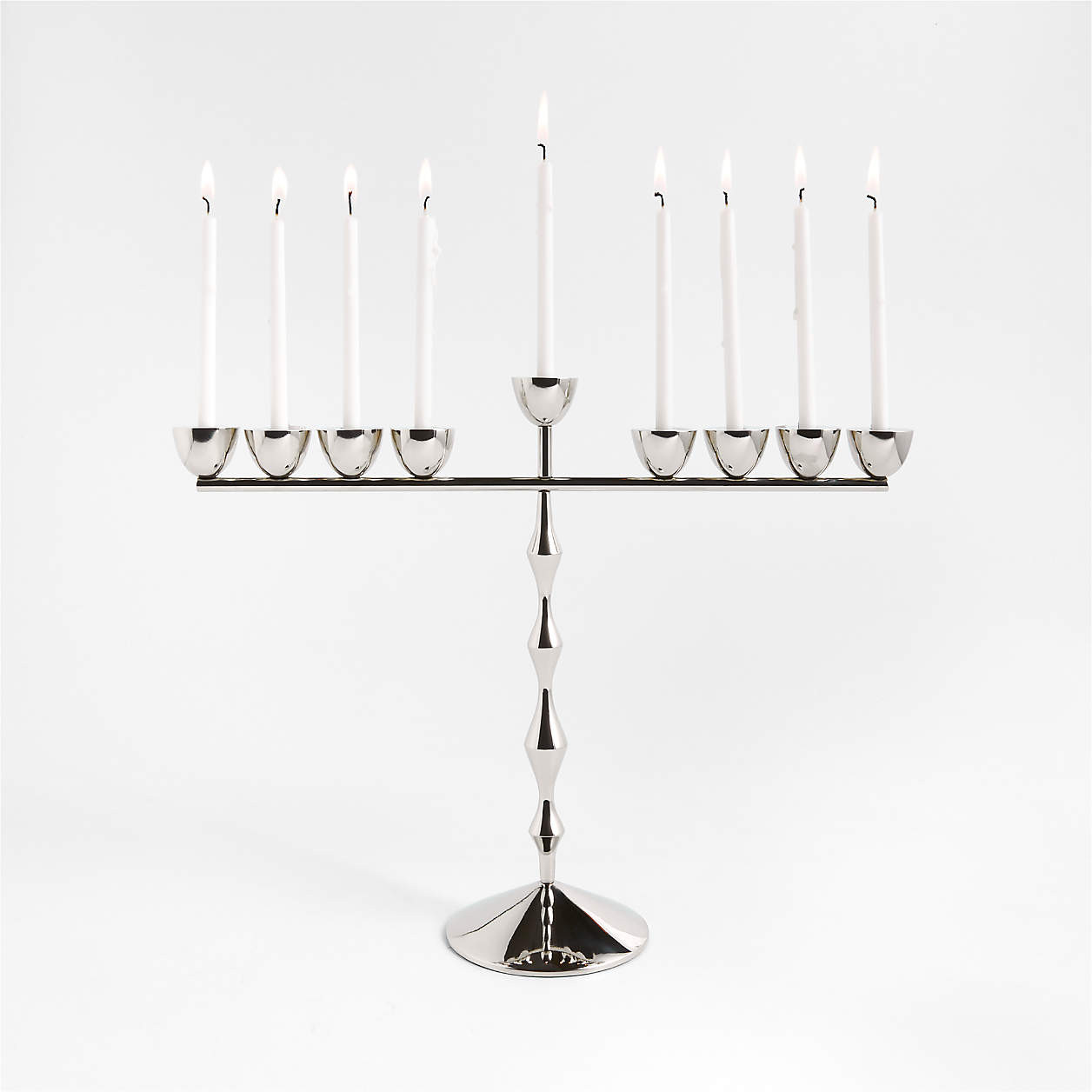 Beaded Polished Chrome Metal Menorah + Reviews | Crate & Barrel | Crate & Barrel
