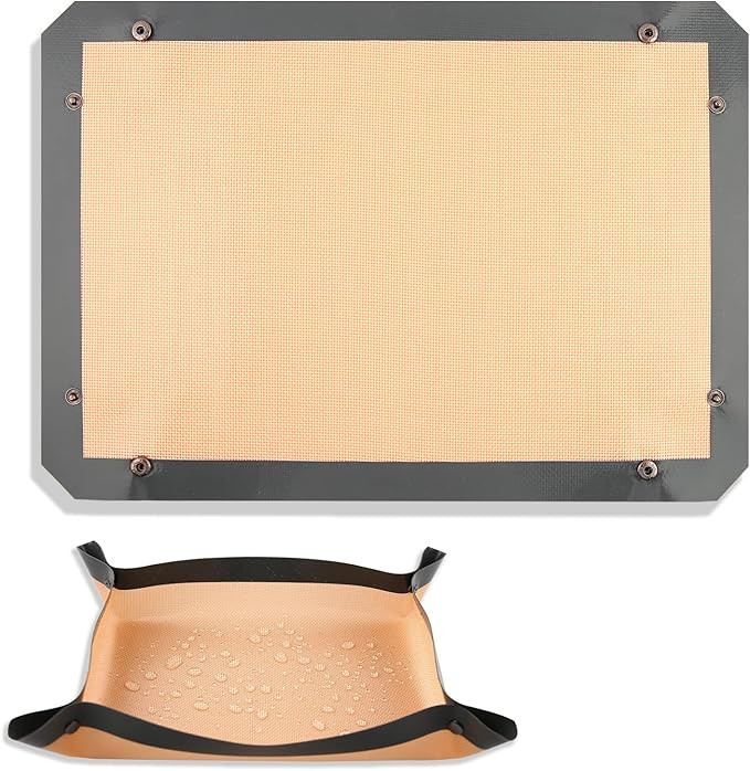 Silicone Baking Sheet,Non-stick Silicone Baking Mat Half Sheet Size with Corner Snaps Foldable BPA F | Amazon (US)