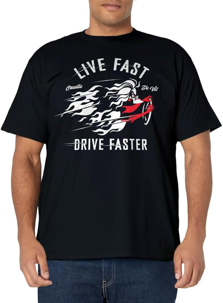 Disney Villains Cruella de Vil Live Fast Drive Faster T-Shirt | Amazon (US)