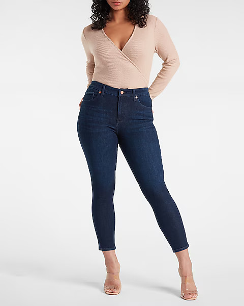 High Waisted FlexX Dark Wash Skinny Jeans | Express