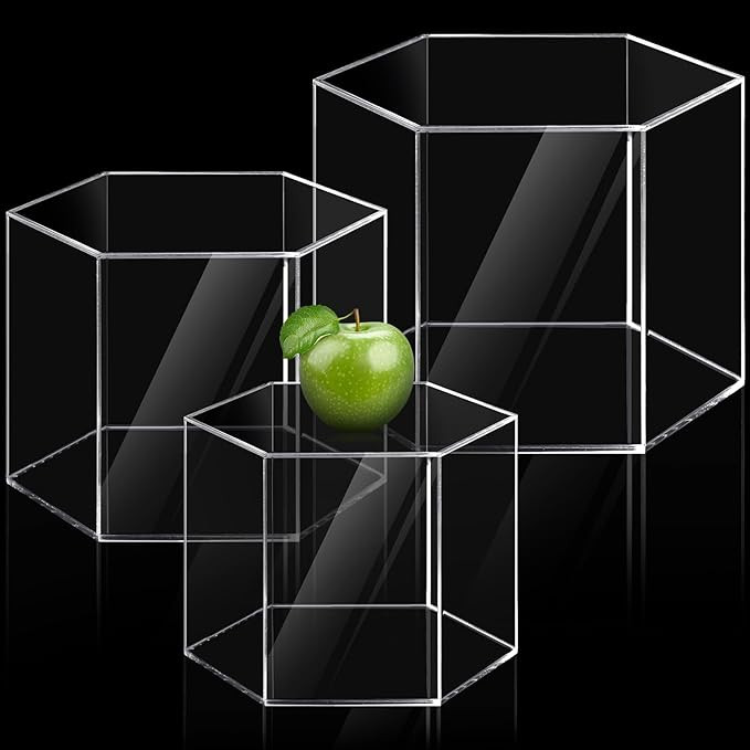 Barydat 3 Pcs Acrylic Riser Hexagonal Jewelry Display Risers Jewelry Display Stand Jewelry Figure... | Amazon (US)