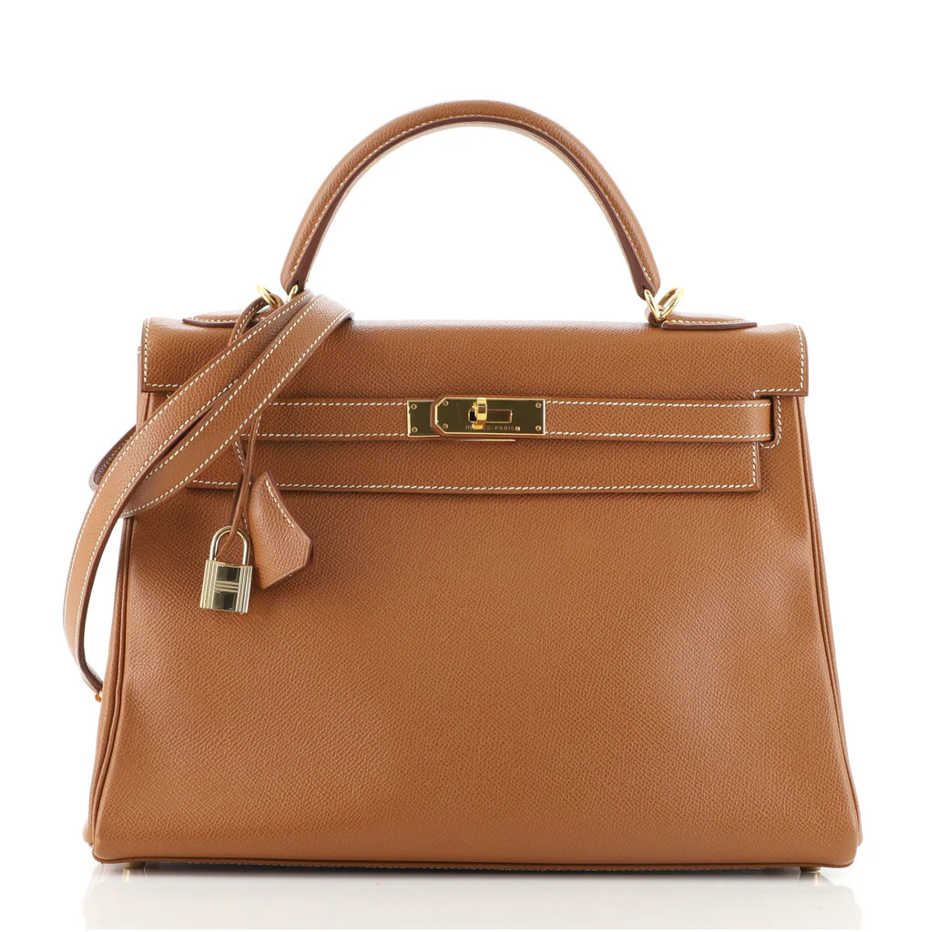 Kelly Handbag Gold Courchevel with Gold Hardware 32 | Rebag