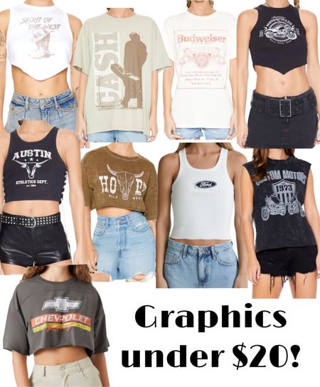 Trendy western / boho / edgy graphic tees! Oversized, tanks, and cropped! On sale and under $20. I ordered the Chevrolet & 

motorcycles 🖤

#LTKStyleTip #LTKSaleAlert #LTKFestival