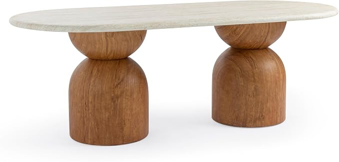 Tov Furniture Cynthia Travertine Concrete Indoor/Outdoor 87" Long Dining Table | Amazon (US)
