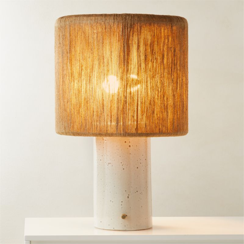 Ramble Tall White Ceramic Modern Table Lamp with Jute Shade + Reviews | CB2 | CB2