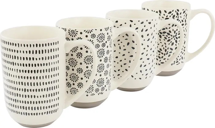 Mr. Coffee Dutton Springs 4 Piece 19 Ounce Stoneware Assorted Designs Mug Set | Nordstrom | Nordstrom