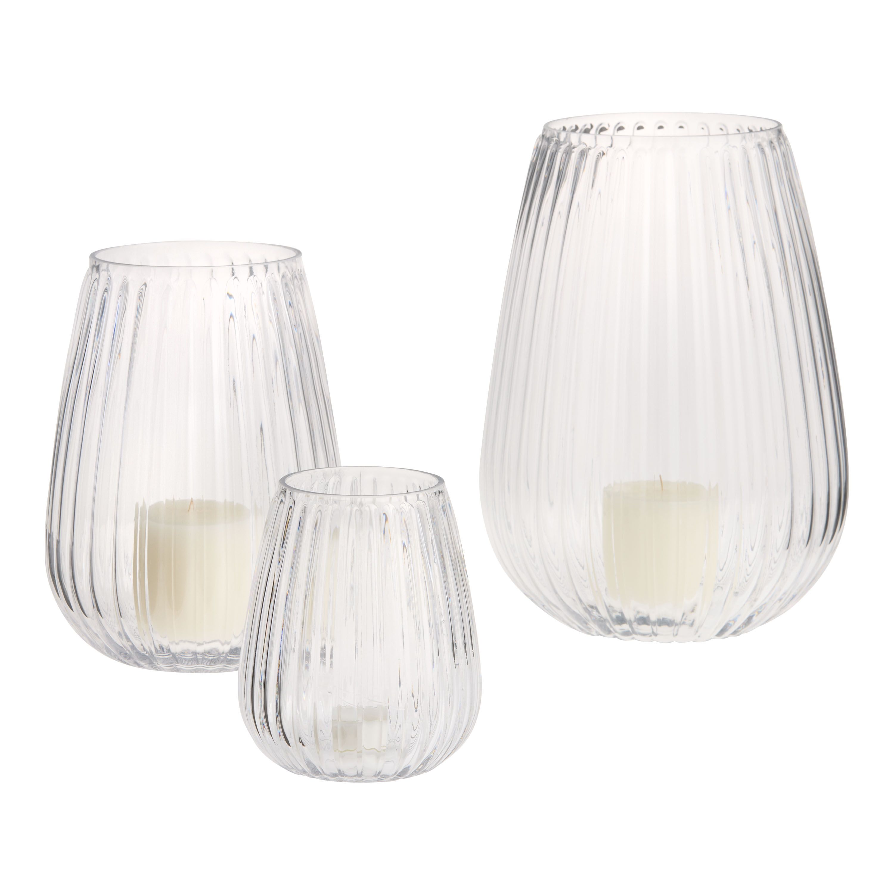 Ribbed Glass Bulb Hurricane Candle Holder | World Market