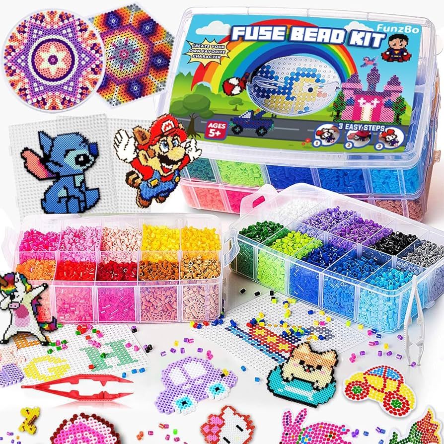 FUNZBO 23000 5mm Fuse Beads Kit - 22 Colors | 106 Patterns, Arts and Crafts Decorations, Toys Cra... | Amazon (US)