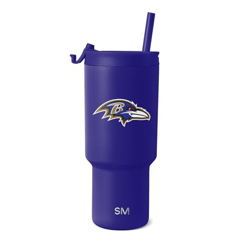 Simple Modern Officially Licensed NFL Baltimore Ravens 30 oz Tumbler with Flip Lid and Straws, Insulated Cup Stainless Steel, Gifts for Men Women, Trek Collection, Baltimore Ravens (Pack of 12) | Amazon (US)