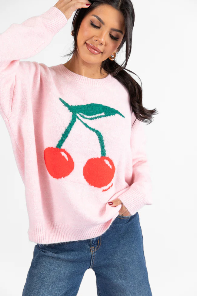 Mon Cheri Pink Cherry Sweater DOORBUSTER | Pink Lily