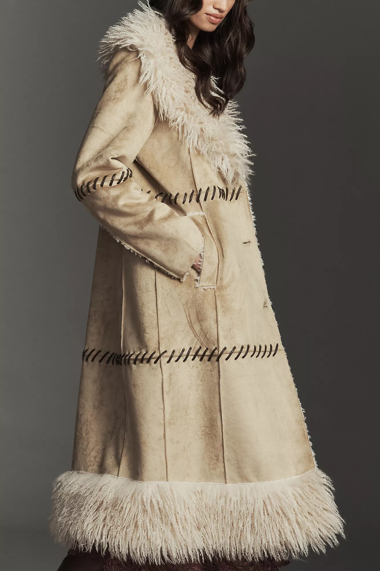 By Anthropologie Faux-Suede Longline Coat | Anthropologie (US)