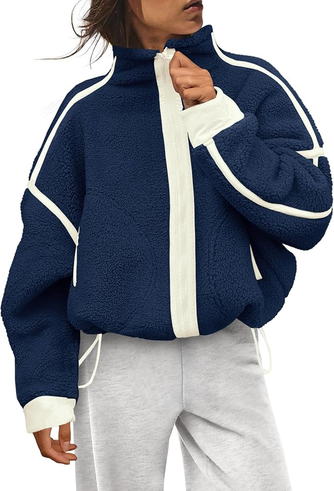 Panadila Womens Fleece Zip Up Jacket Fuzzy Sherpa Jacket Casual Teddy Coats Winter Outerwear with... | Amazon (US)