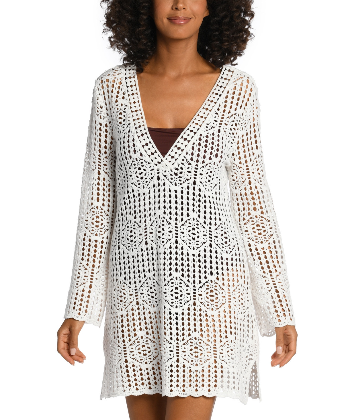La Blanca Women's Waverly Bell-Sleeve Cover-Up Dress - Ivory | Macy's