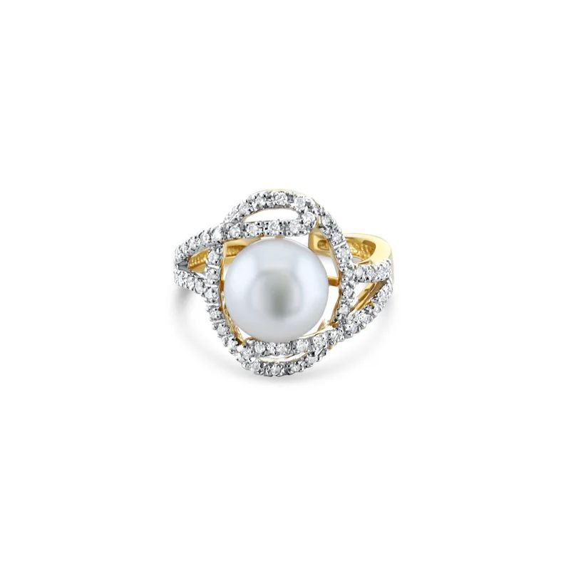 10MM FRESHWATER PEARL DIAMOND Ring 14k Yellow Gold - gift for her, birthday, anniversary, wedding... | Etsy (US)