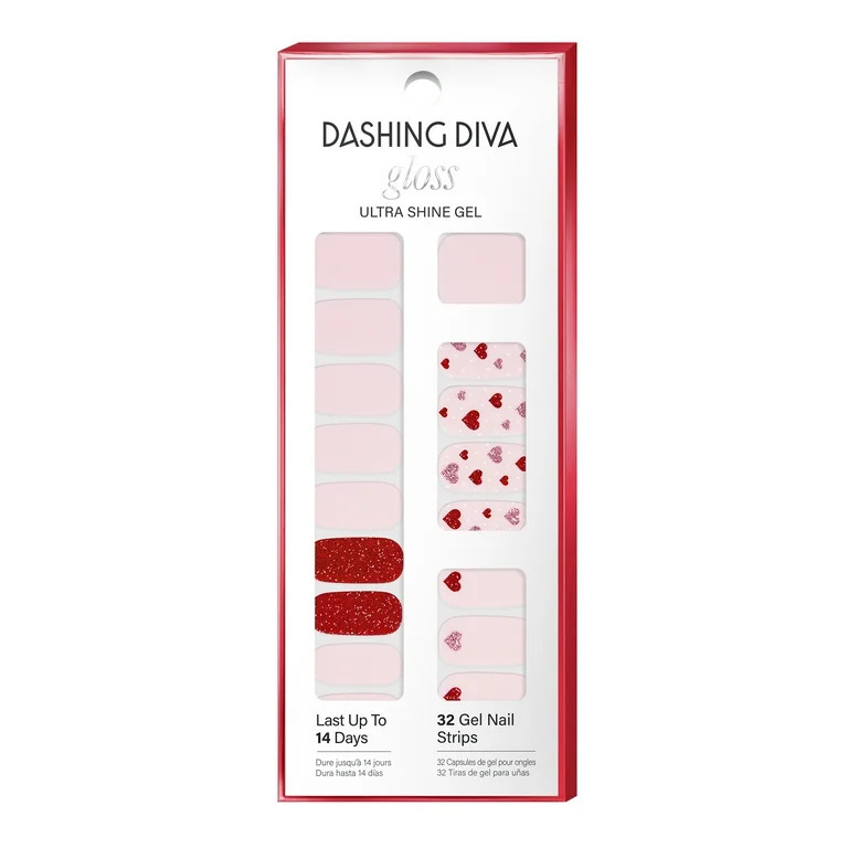 Dashing Diva Gloss Ultra Shine Gel Nail Art Stickers Strips, Heart Eyes, 32 Count | Walmart (US)