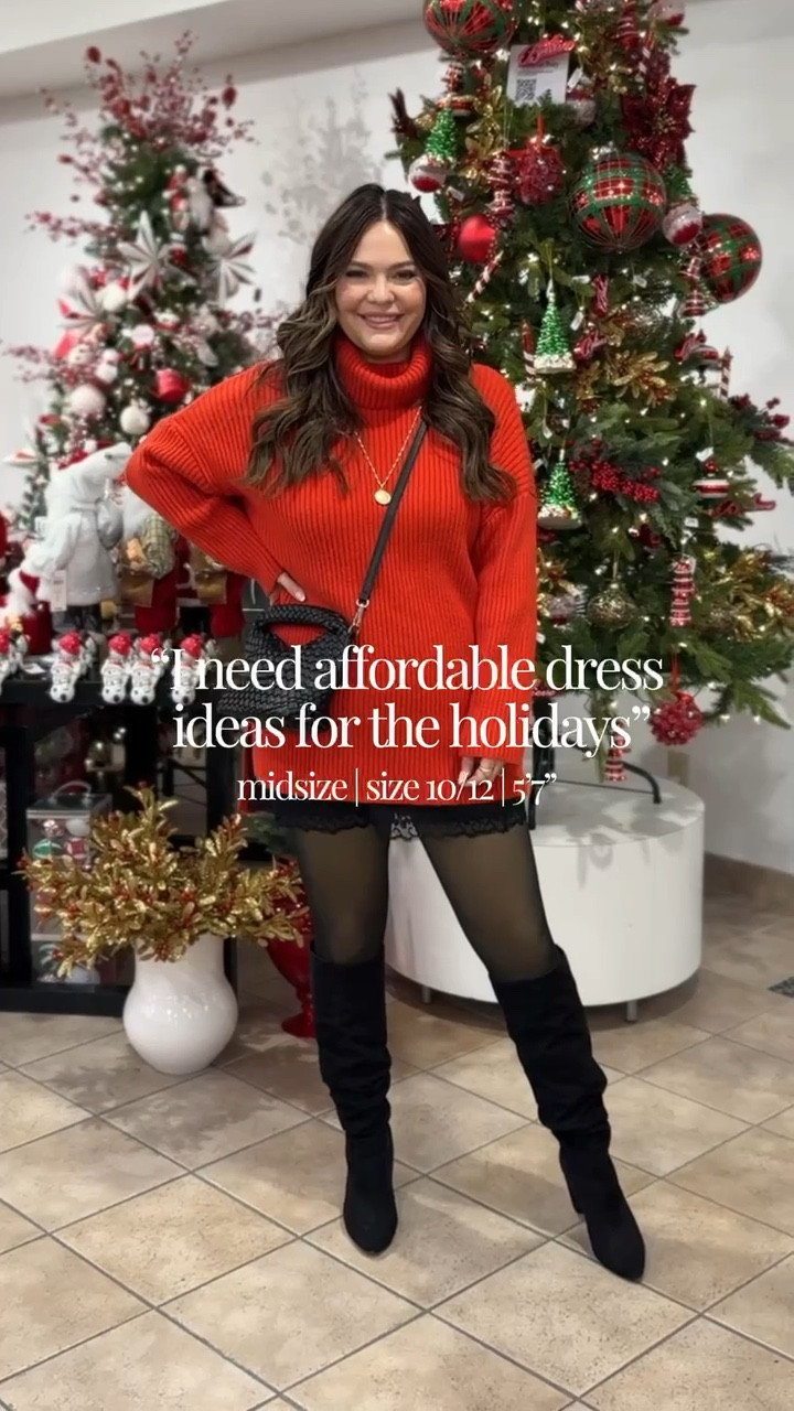 Dress & sweater combos (that look like dresses) for the holidays/ I’ve got you! — wearing true size in all 

#LTKHoliday #LTKParties #LTKMidsize