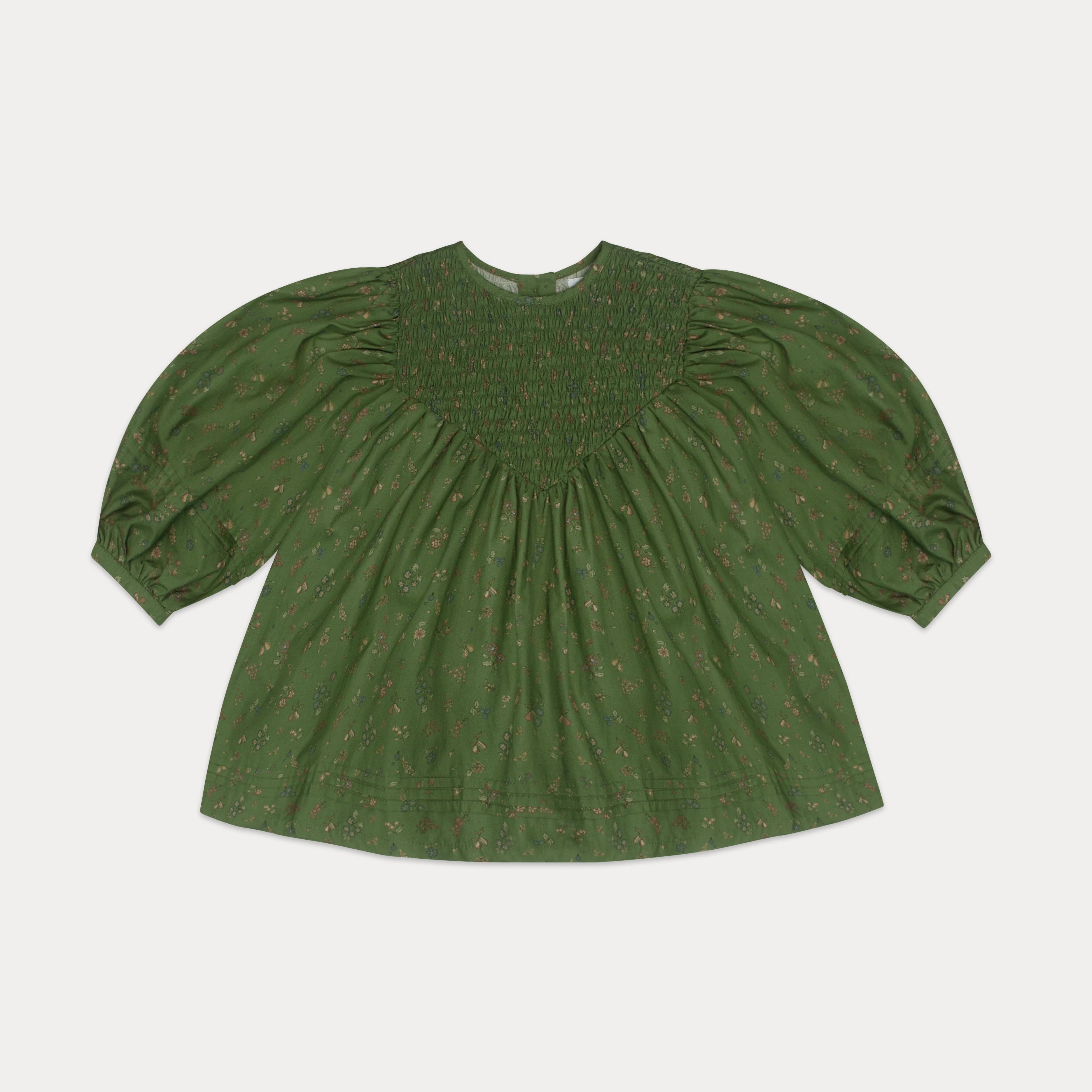 Draughts Dress | Pear Green Floral Organic Cotton | La Mère Village