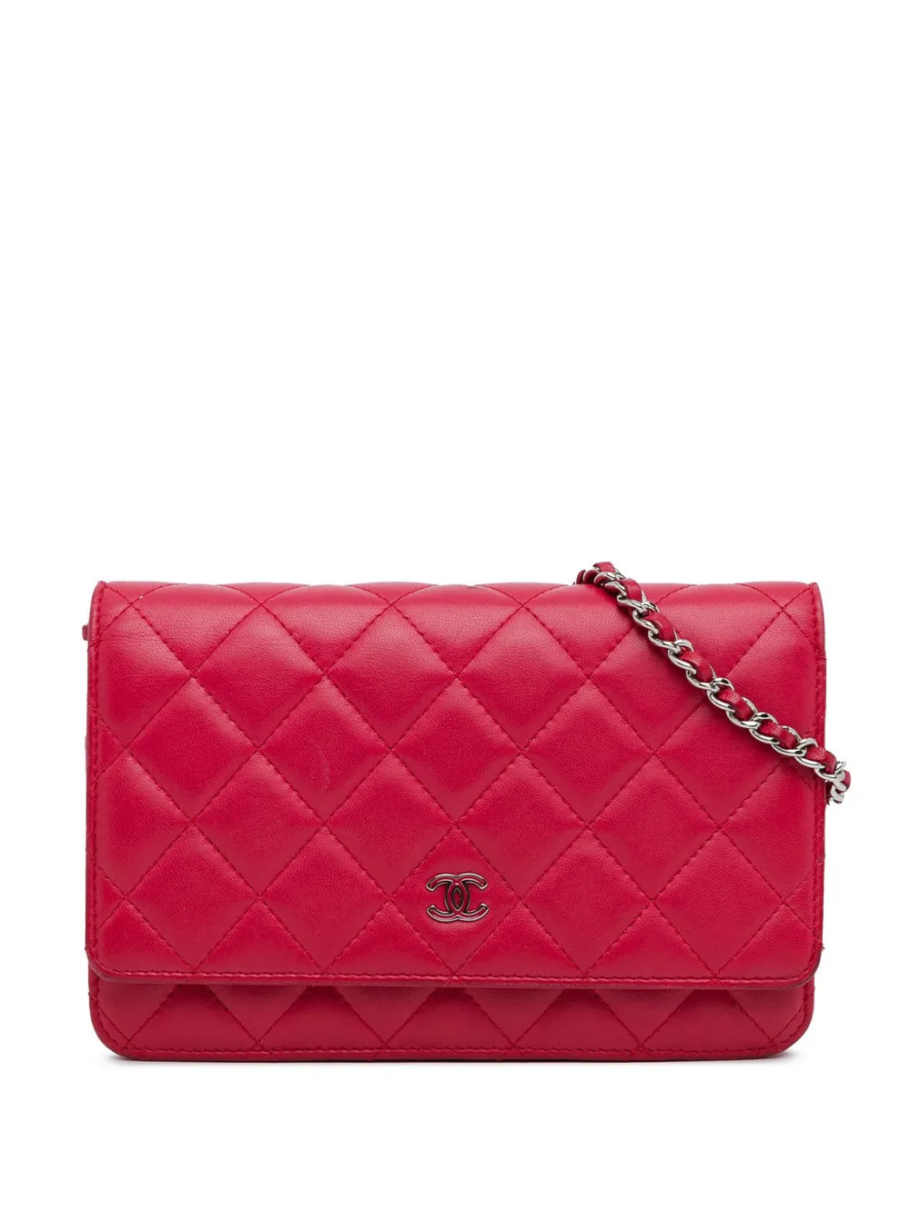 CHANEL Pre-Owned 2014-2015 Classic Lambskin Wallet on Chain crossbody bag - Pink | Farfetch Global