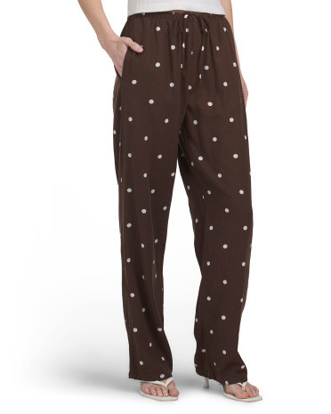 Printed Linen Blend Pull On Pants | TJ Maxx