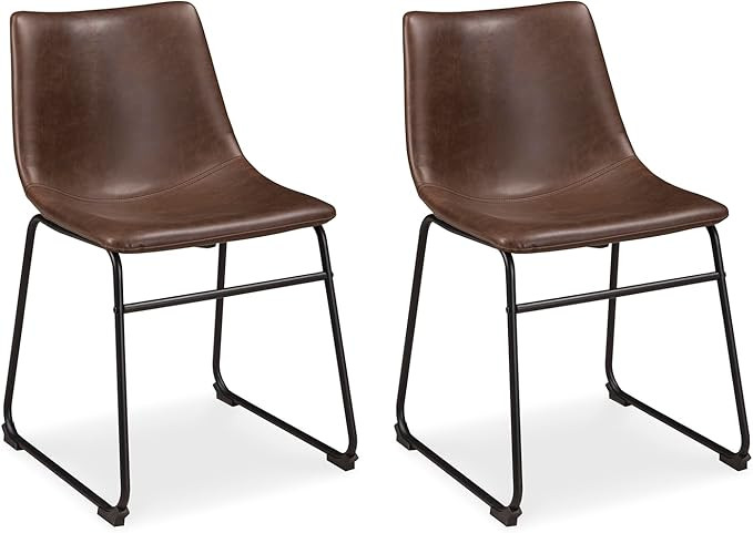 Signature Design by Ashley Mid Century Centiar 18.75" Dining Bucket Chair, 2 Count, Black and Bro... | Amazon (US)