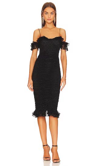 Clare Lace Midi Dress in Black | Revolve Clothing (Global)