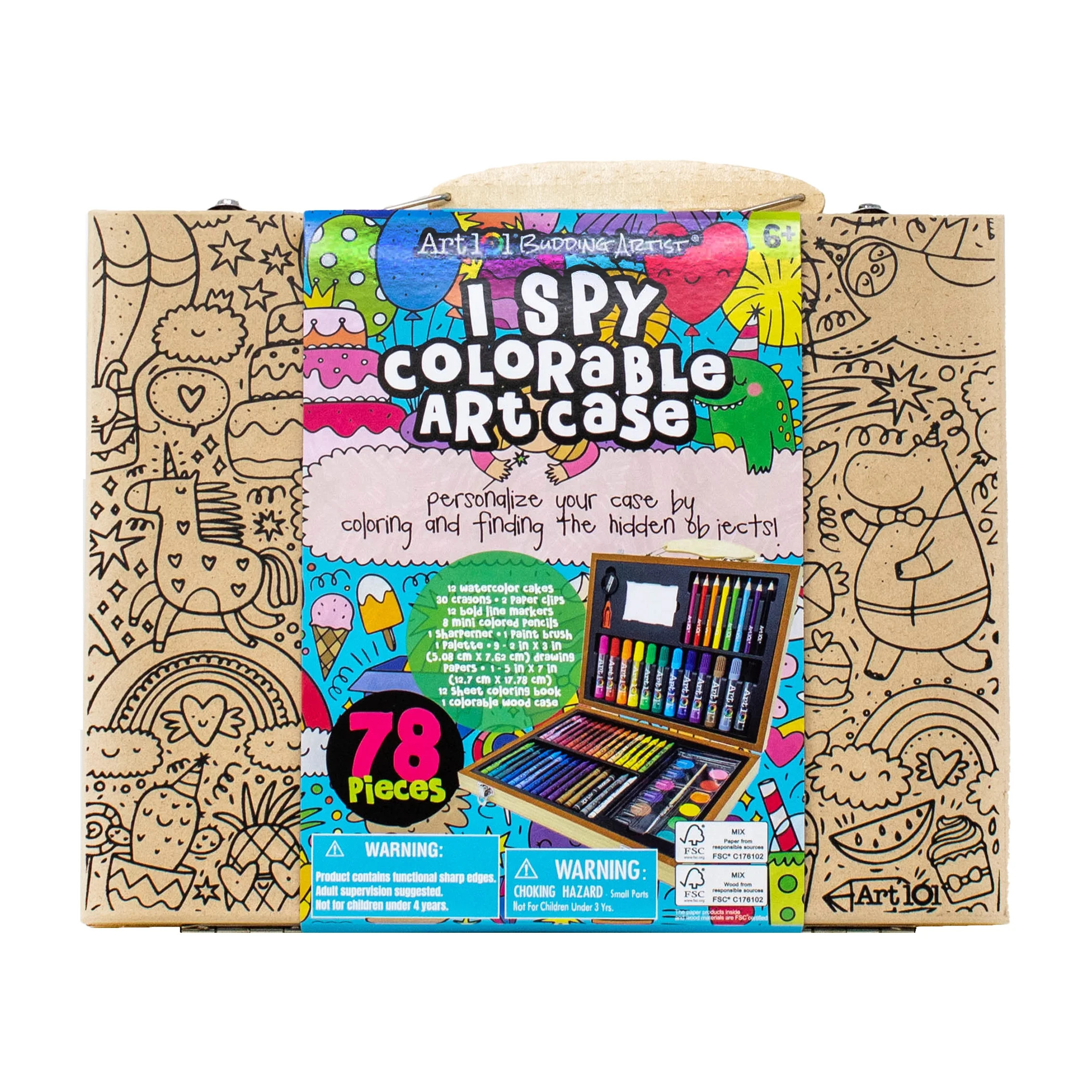 Art 101 Budding Artist 78 Piece Creative Colorable Wood Art Set, Colored Pencils, Watercolors, Ma... | Walmart (US)