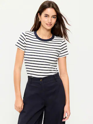 Snug Crew-Neck Ribbed T-Shirt | Old Navy (US)