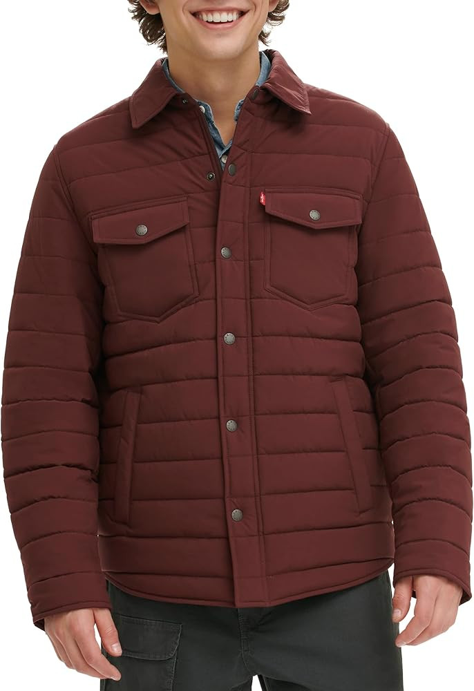 Levi's Men's Quilted Stretch Bomber Shirt Jacket | Amazon (US)