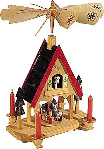 Kurt Adler Wood Alpine House Carousel with Candles, 12-Inch | Amazon (US)