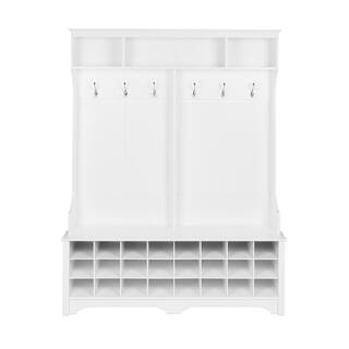 Prepac 60 in. White Wide Hall Tree with 24 Shoe Cubbies WSOG-0013-1 - The Home Depot | The Home Depot