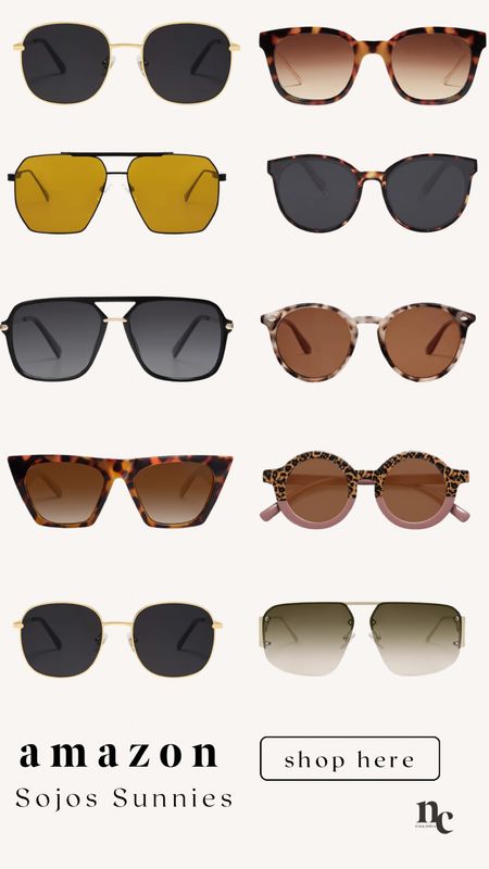 My collection of SOJOS SUNNIES

Amazon sunnies collection

Trendy sunglasses, summer look, aviator style ,retro look , vintage look, cat eye look 