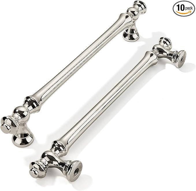 khtumeware 10 Pack 6-1/4 Inch(160mm) Polished Nickel Cabinet Pulls Drawer Pulls Kitchen Cabinet H... | Amazon (US)