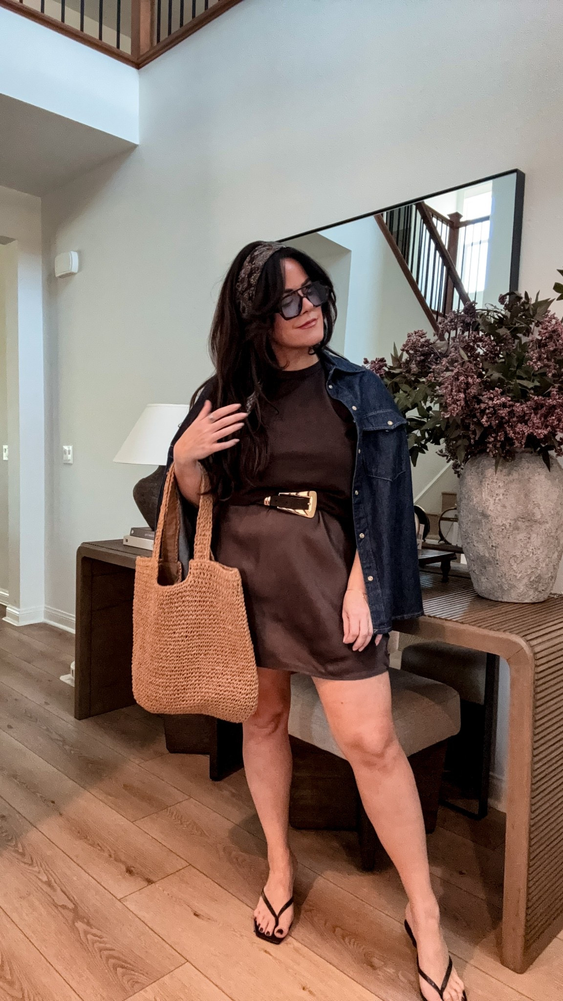 Running errands? Meeting a friend? Pretending I didn’t plan this whole outfit? ✔️✔️✔️
I used a few pieces from my summer staples—easy brown dress, denim shirt, flip flops—and added a belt + big sunnies for that “oh this? just threw it on” energy.

And yes, the straw tote is as roomy as it looks.

#LTKSummerEdit #LTKMidsize #LTKStyleTip