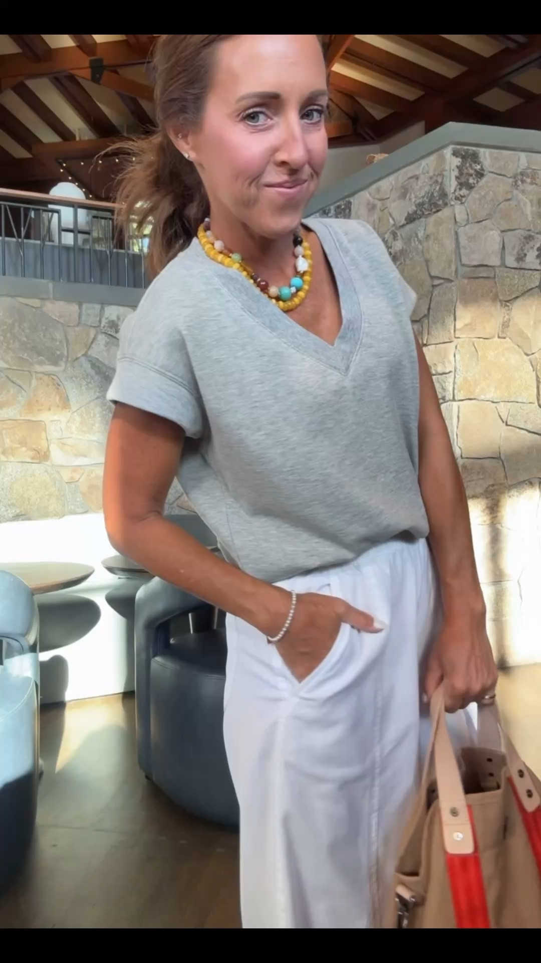 Today’s outfit. White linen pants. Cap sleeve sweatshirt. 
Top S. Pants XXS (sized down).

#LTKootd #LTKSeasonal #LTKSaleAlert