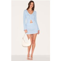 Light Blue Textured Mid Rise Mini Skirt | PrettyLittleThing US