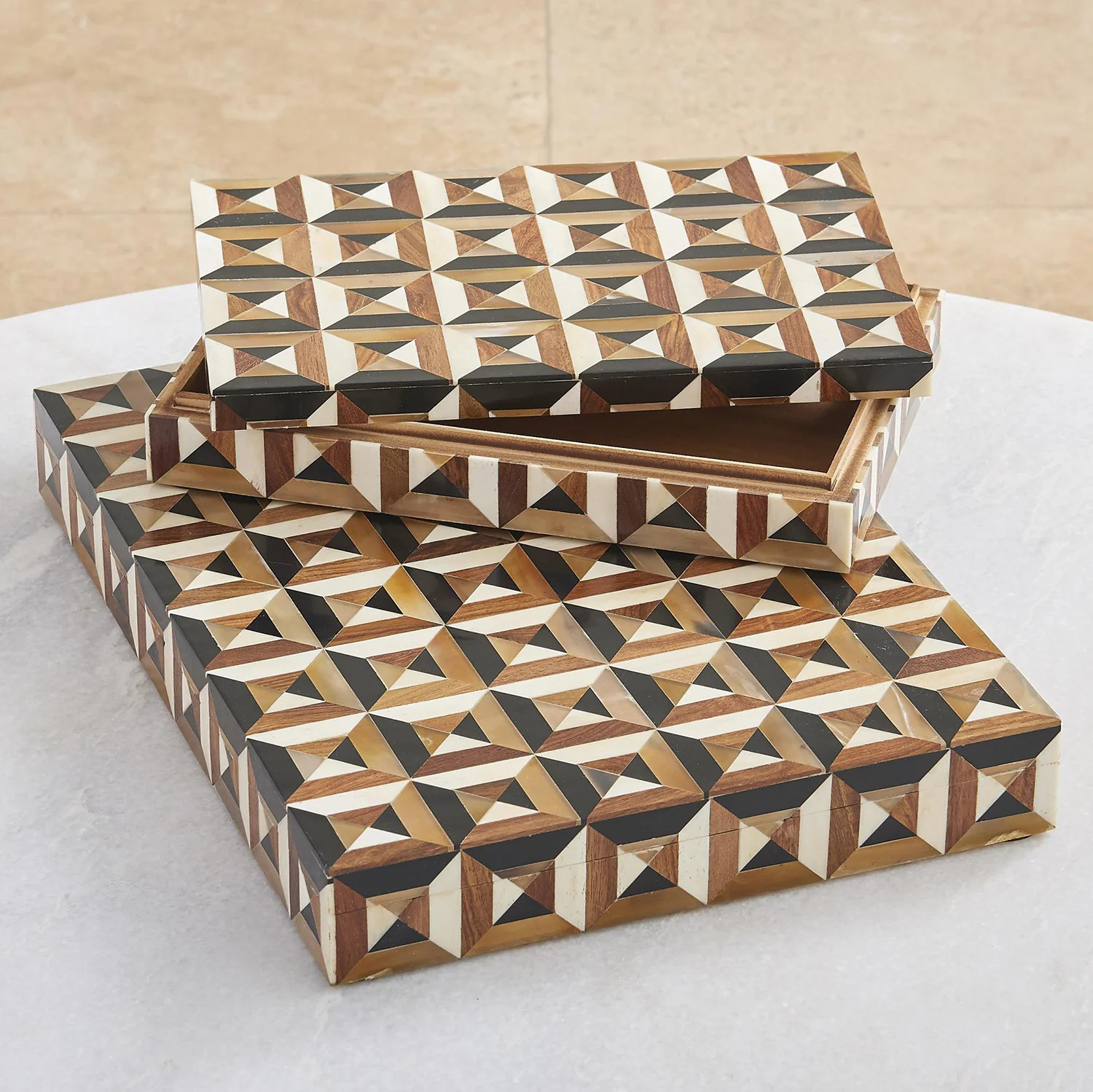 Global Views Triangle Marquetry Box | Paynes Gray Inc