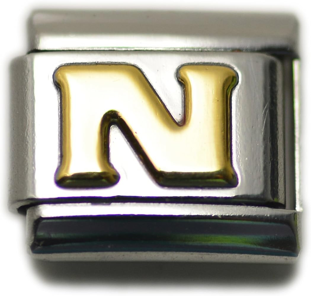 Alphabet Letter Initial 9mm Italian Modular Charm Link 2-Tone Steel | Amazon (US)