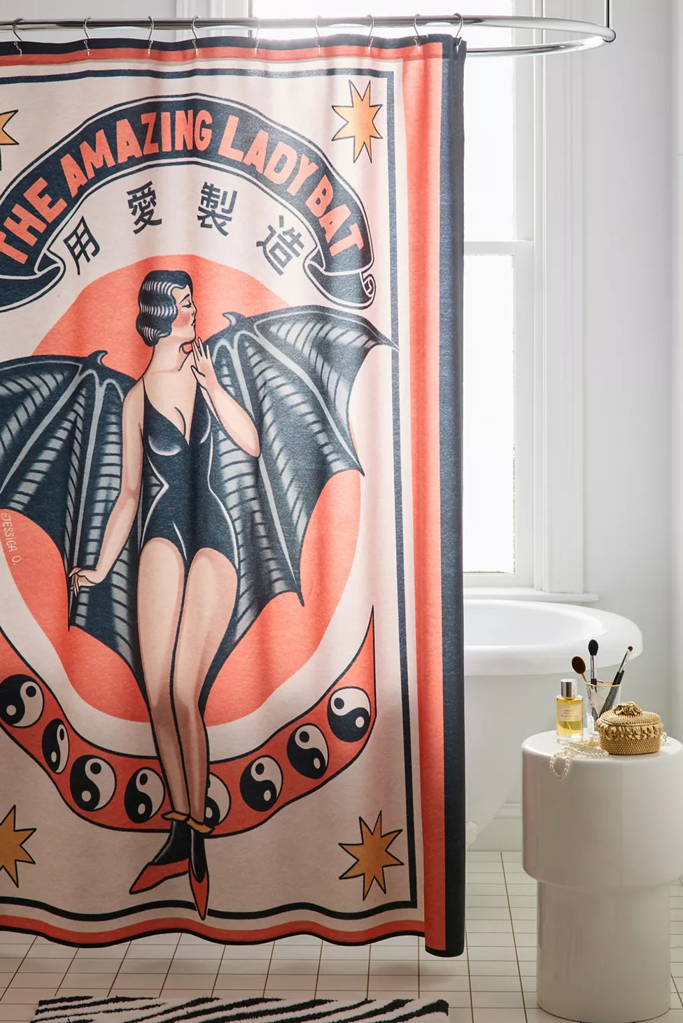 Jessica O. The Amazing Bat Lady Printed Shower Curtain | Urban Outfitters (US and RoW)