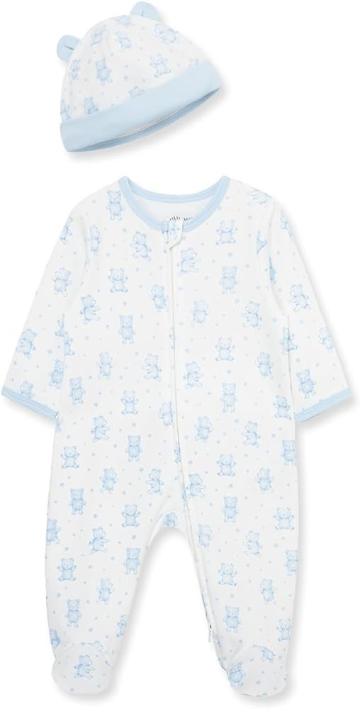 Little Me Baby Boy Clothes 2-Piece Baby Sleeper and Cap Set, 100% Cotton Footies Baby Essentials,... | Amazon (US)